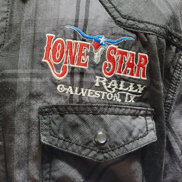 Burnside Pearl Snap SS Shirt Lone Star Rally Galveston Tx - Size Large - Picture 3 of 8
